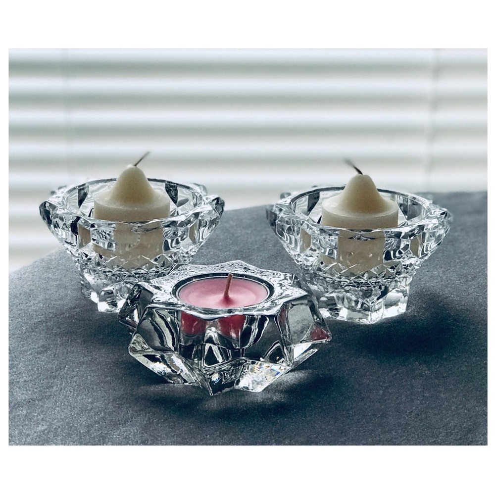 Three Glass Tealight/Votive/Taper Candle Holders